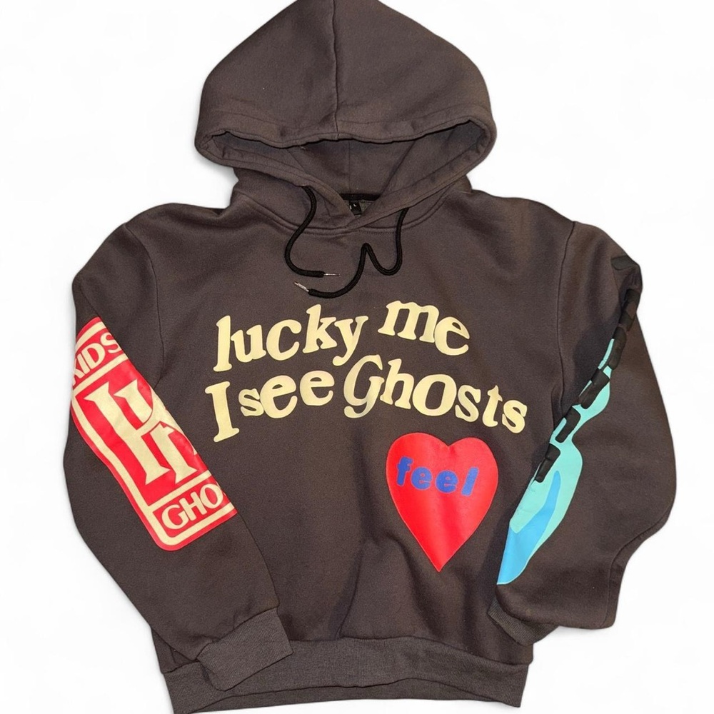 Lucky Me I See Ghosts Kanye West thick graphic hoodie - size L